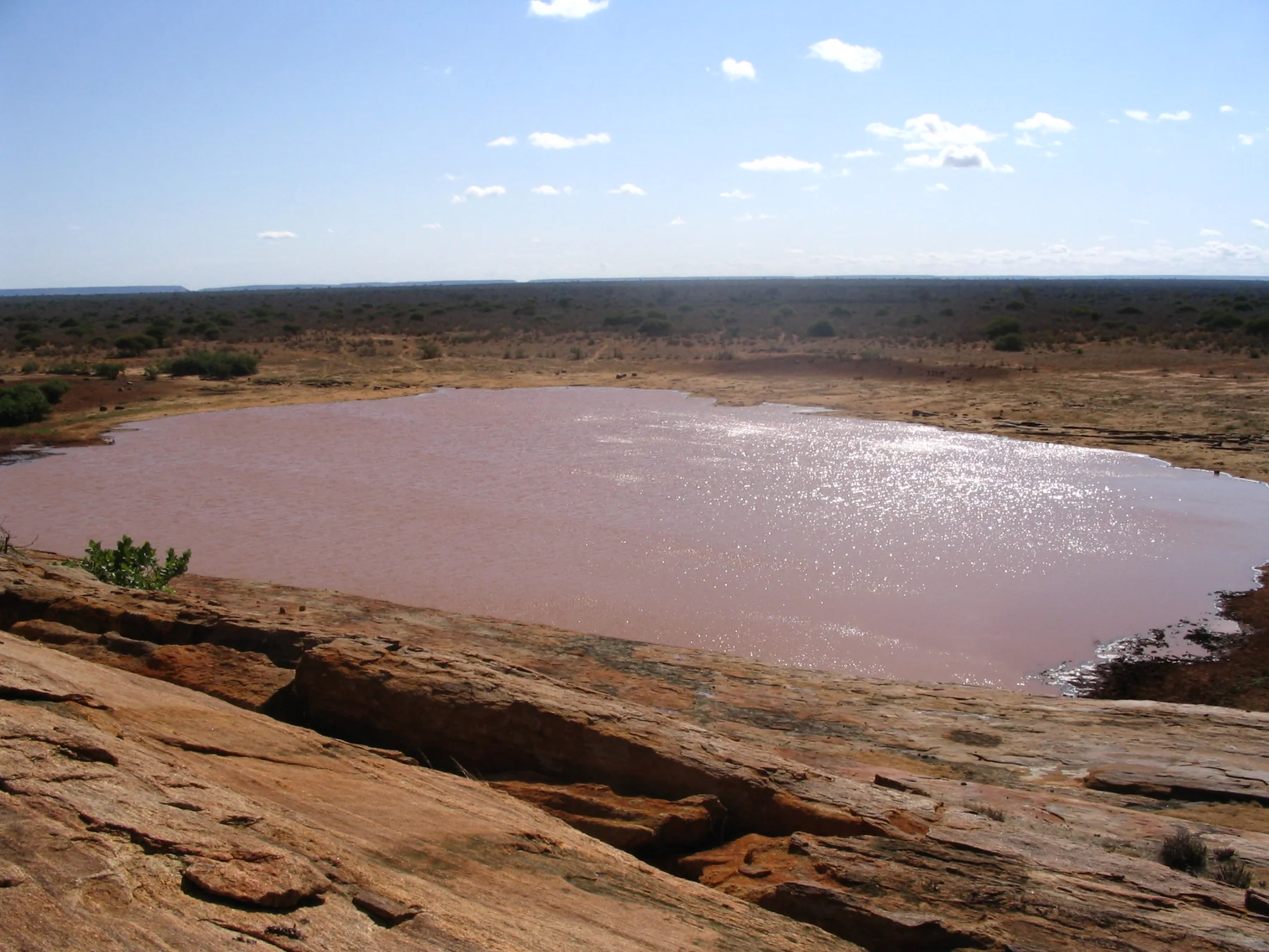 Rock ledges above the water and plains at Mudanda Rock
